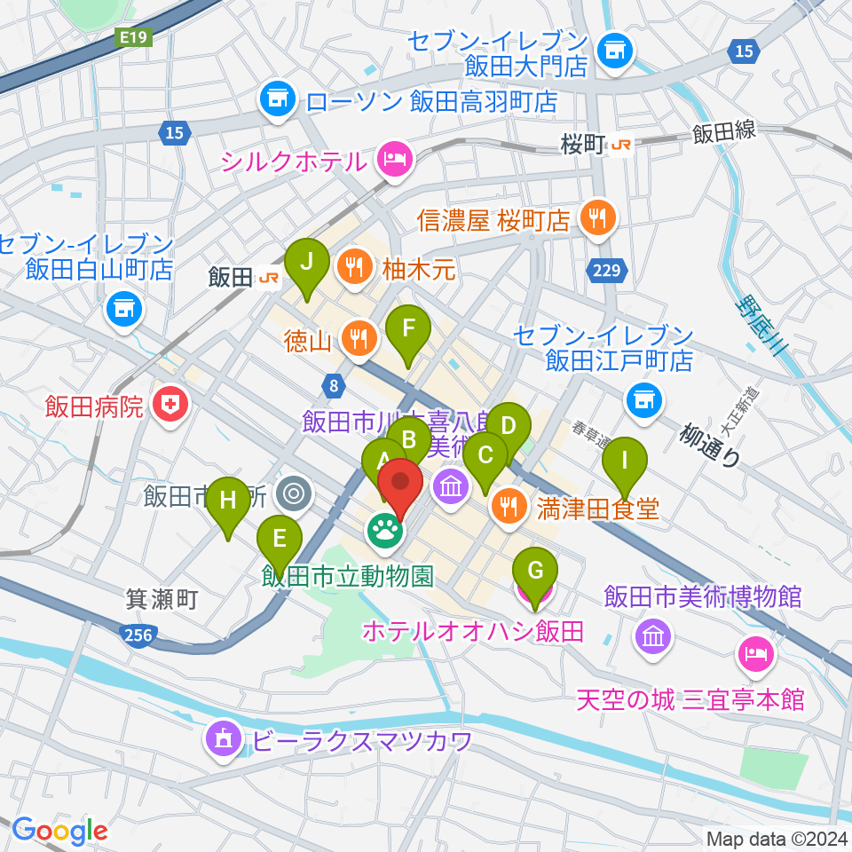 飯田CANVAS周辺のホテル一覧地図