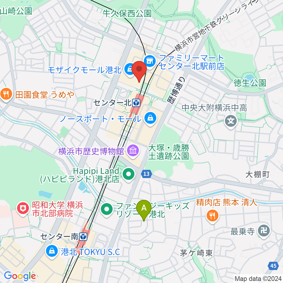 東京音楽学院 モザイクモール港北センター北駅前校周辺のホテル一覧地図