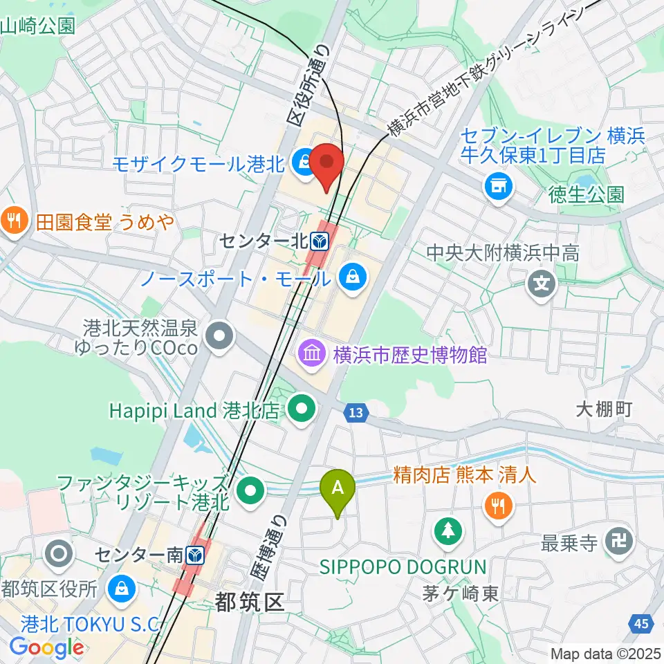 東京音楽学院 モザイクモール港北センター北駅前校周辺のホテル一覧地図