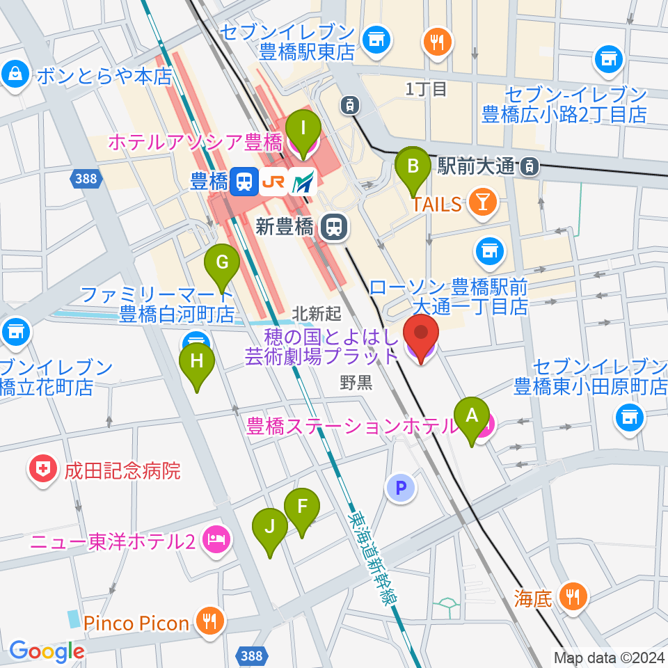 穂の国とよはし芸術劇場プラット周辺のホテル一覧地図