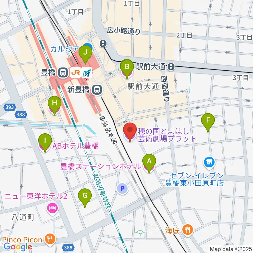 穂の国とよはし芸術劇場プラット周辺のホテル一覧地図