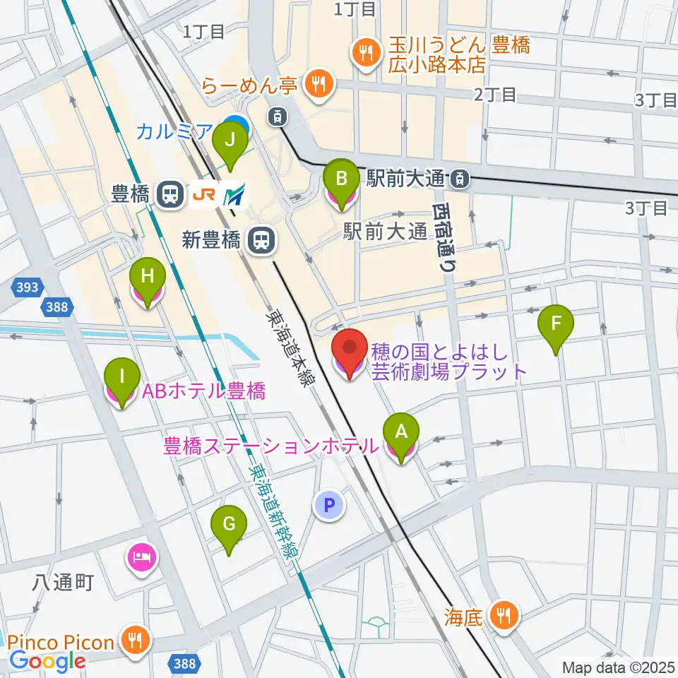 穂の国とよはし芸術劇場プラット周辺のホテル一覧地図