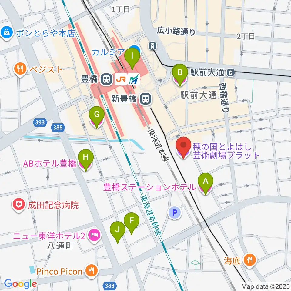 穂の国とよはし芸術劇場プラット周辺のホテル一覧地図