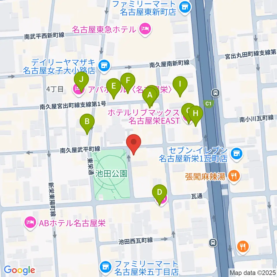 名古屋レッドドラゴン周辺のホテル一覧地図
