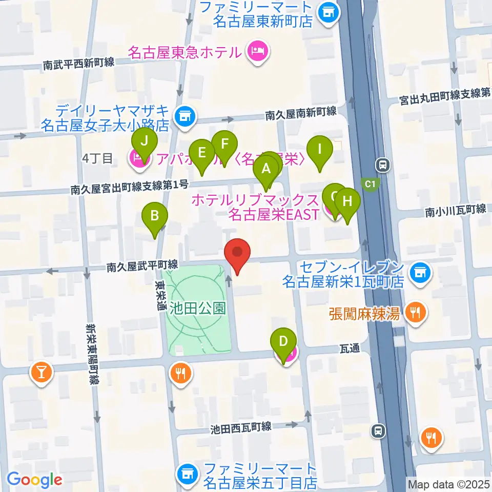 名古屋レッドドラゴン周辺のホテル一覧地図