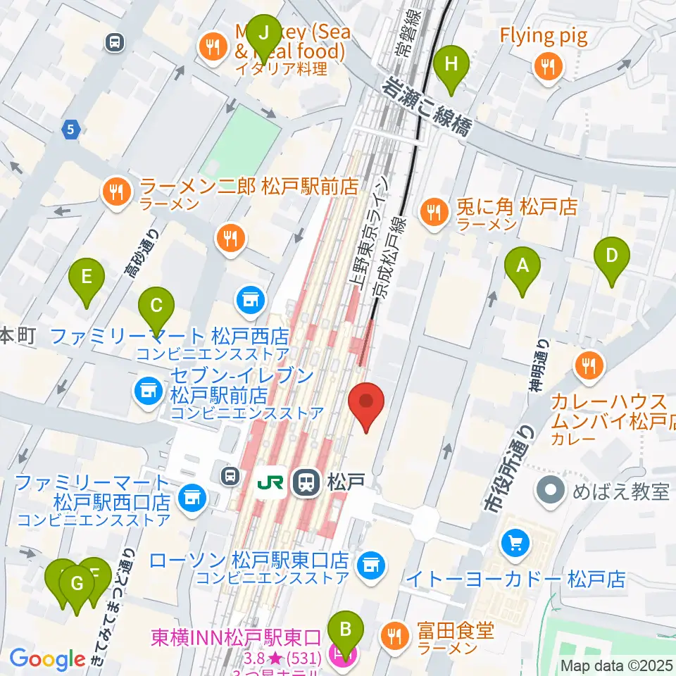 伊藤楽器 松戸店周辺のホテル一覧地図