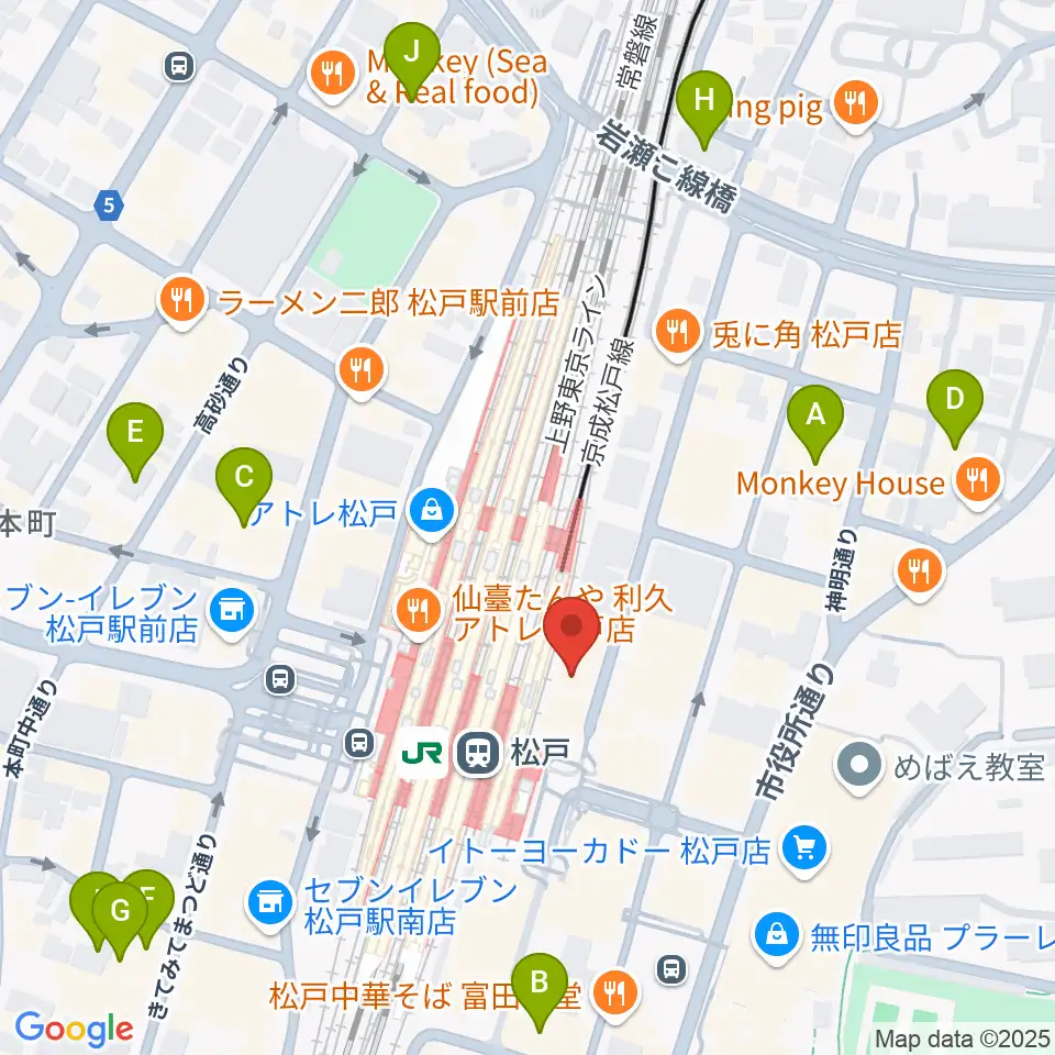伊藤楽器 松戸店周辺のホテル一覧地図