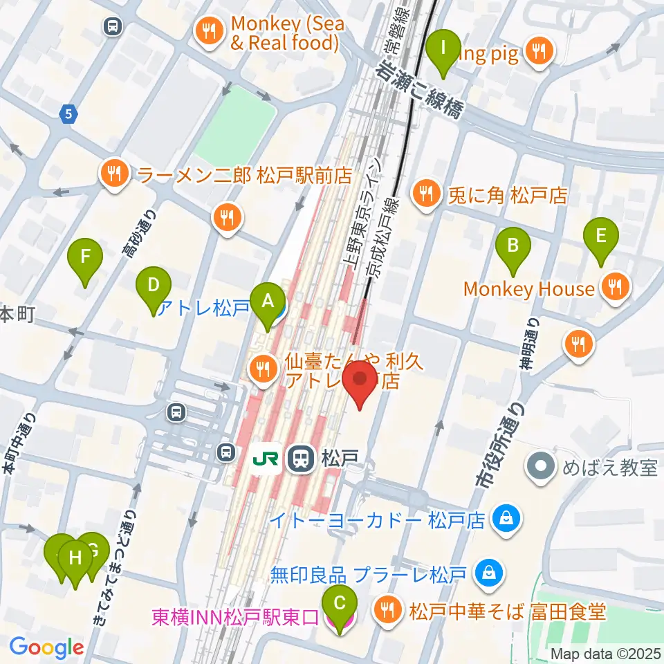 伊藤楽器 松戸店周辺のホテル一覧地図