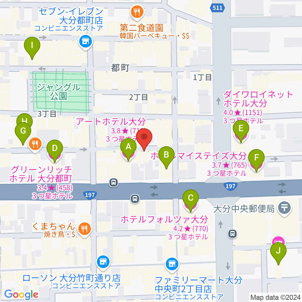 大分音楽館周辺のホテル一覧地図