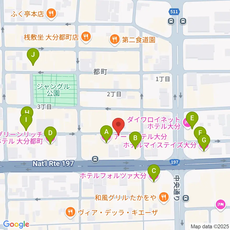 大分音楽館周辺のホテル一覧地図