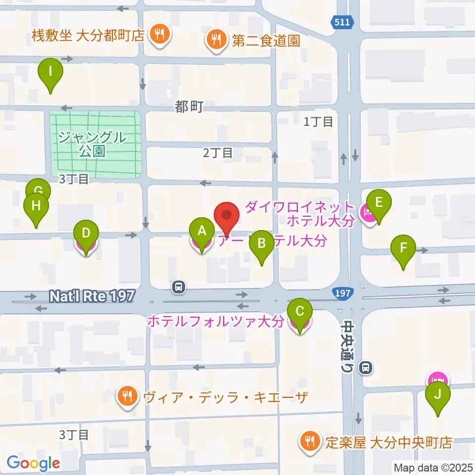 大分音楽館周辺のホテル一覧地図