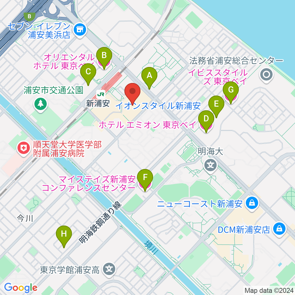 伊藤楽器 新浦安センター周辺のホテル一覧地図