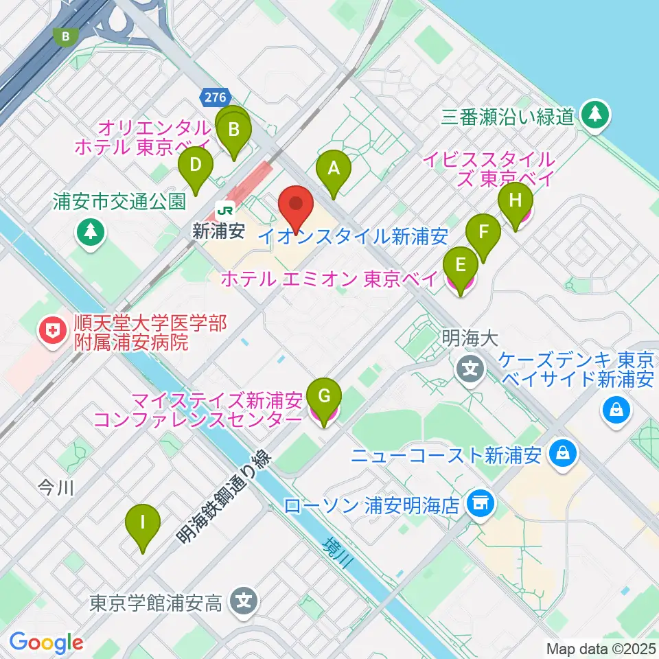 伊藤楽器 新浦安センター周辺のホテル一覧地図
