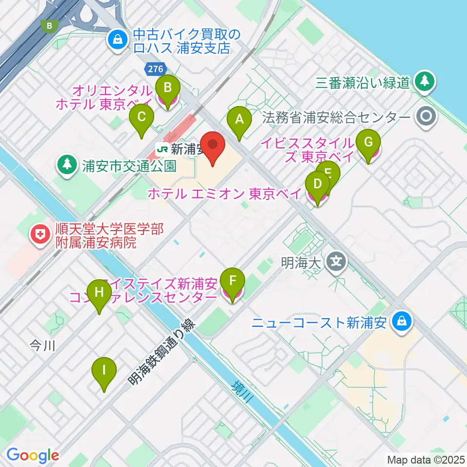 伊藤楽器 新浦安センター周辺のホテル一覧地図
