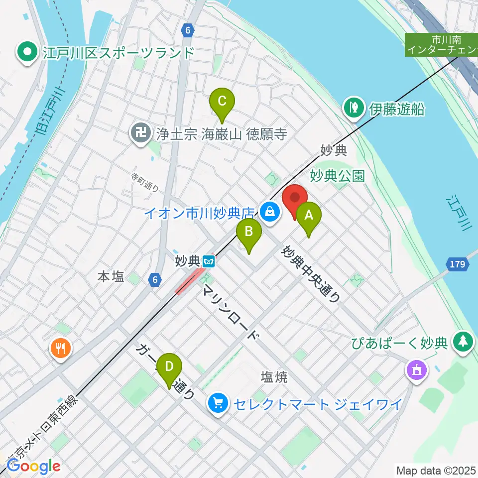 伊藤楽器 妙典イオンセンター周辺のホテル一覧地図