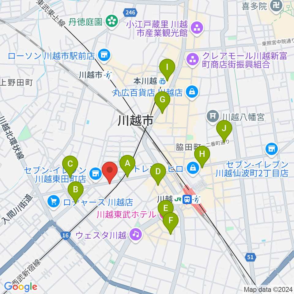 川越DEPARTURE周辺のホテル一覧地図