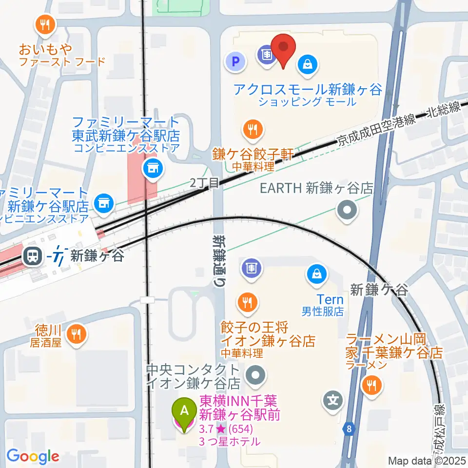 伊藤楽器 新鎌ヶ谷センター周辺のホテル一覧地図