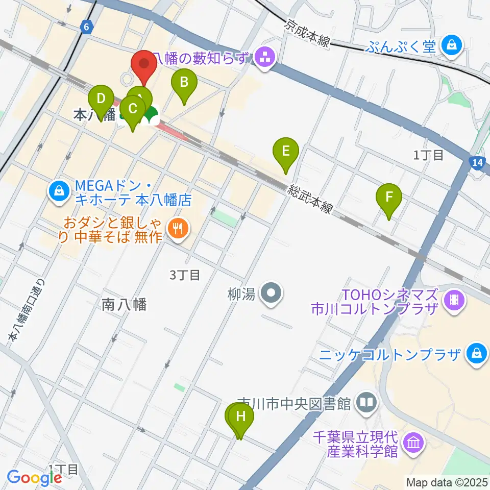 伊藤楽器 本八幡センター周辺のホテル一覧地図