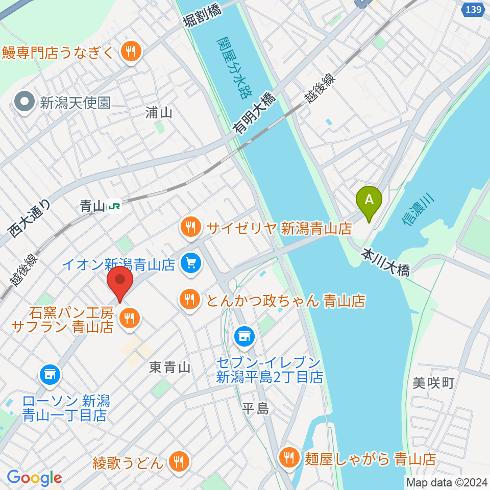 青山リハーサルスタジオ新潟店周辺のホテル一覧地図