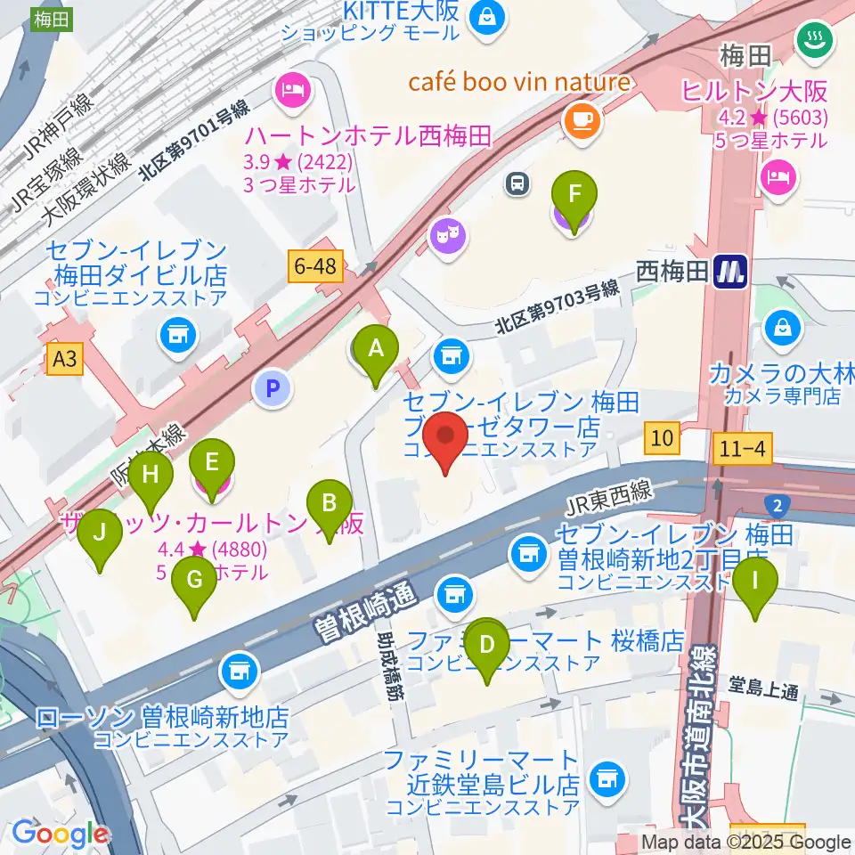 MIKIミュージックサロン西梅田ブリーゼブリーゼ周辺のホテル一覧地図