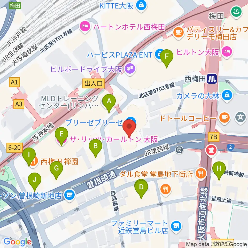 MIKIミュージックサロン西梅田ブリーゼブリーゼ周辺のホテル一覧地図