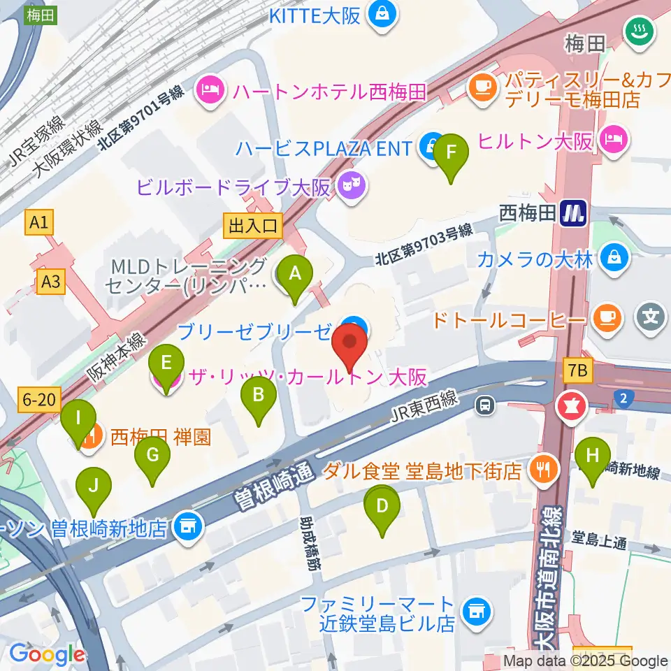 MIKIミュージックサロン西梅田ブリーゼブリーゼ周辺のホテル一覧地図