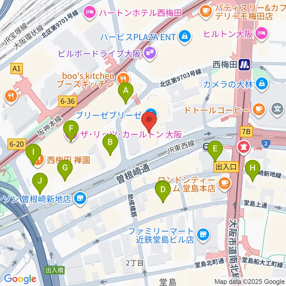 MIKIミュージックサロン西梅田ブリーゼブリーゼ周辺のホテル一覧地図