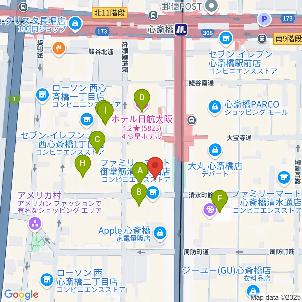 MIKIミュージックサロン心斎橋周辺のホテル一覧地図