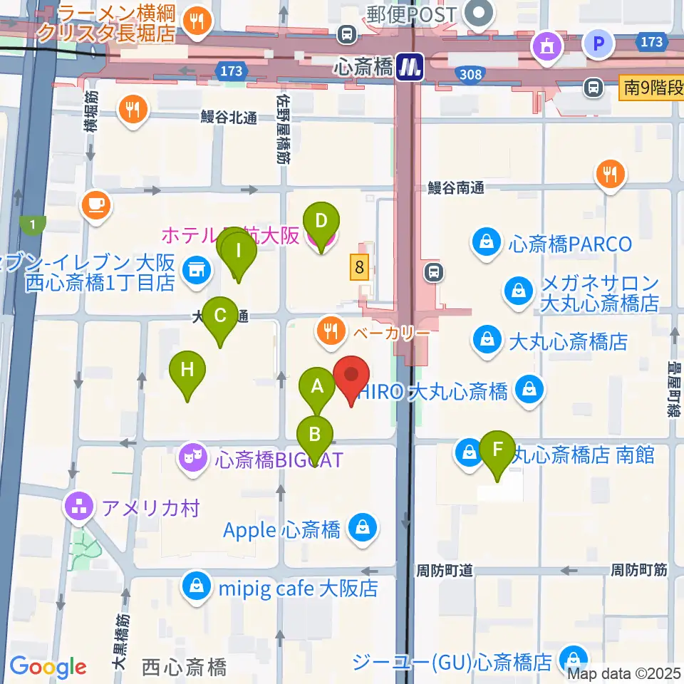 MIKIミュージックサロン心斎橋周辺のホテル一覧地図