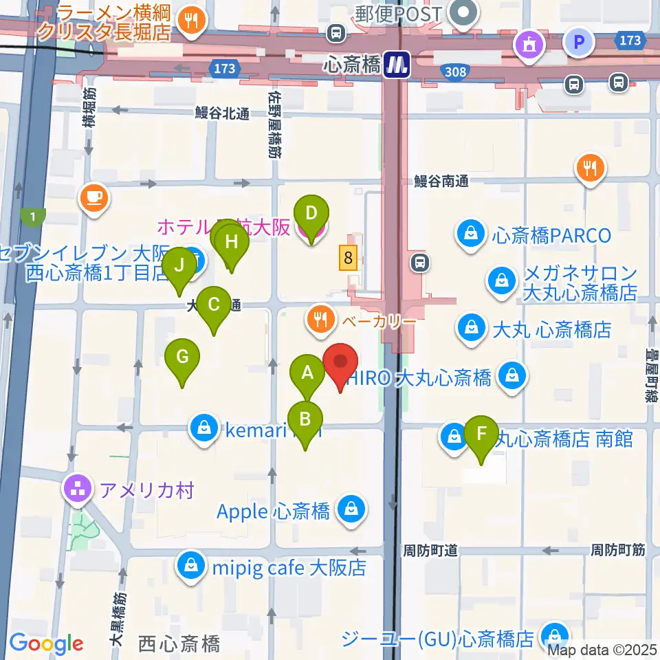 MIKIミュージックサロン心斎橋周辺のホテル一覧地図