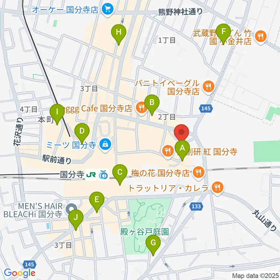 国分寺giee周辺のホテル一覧地図