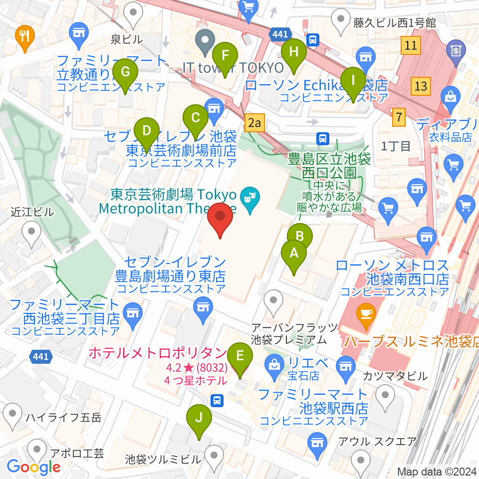 ミュージックスタジオ・フォルテ芸劇店周辺のホテル一覧地図