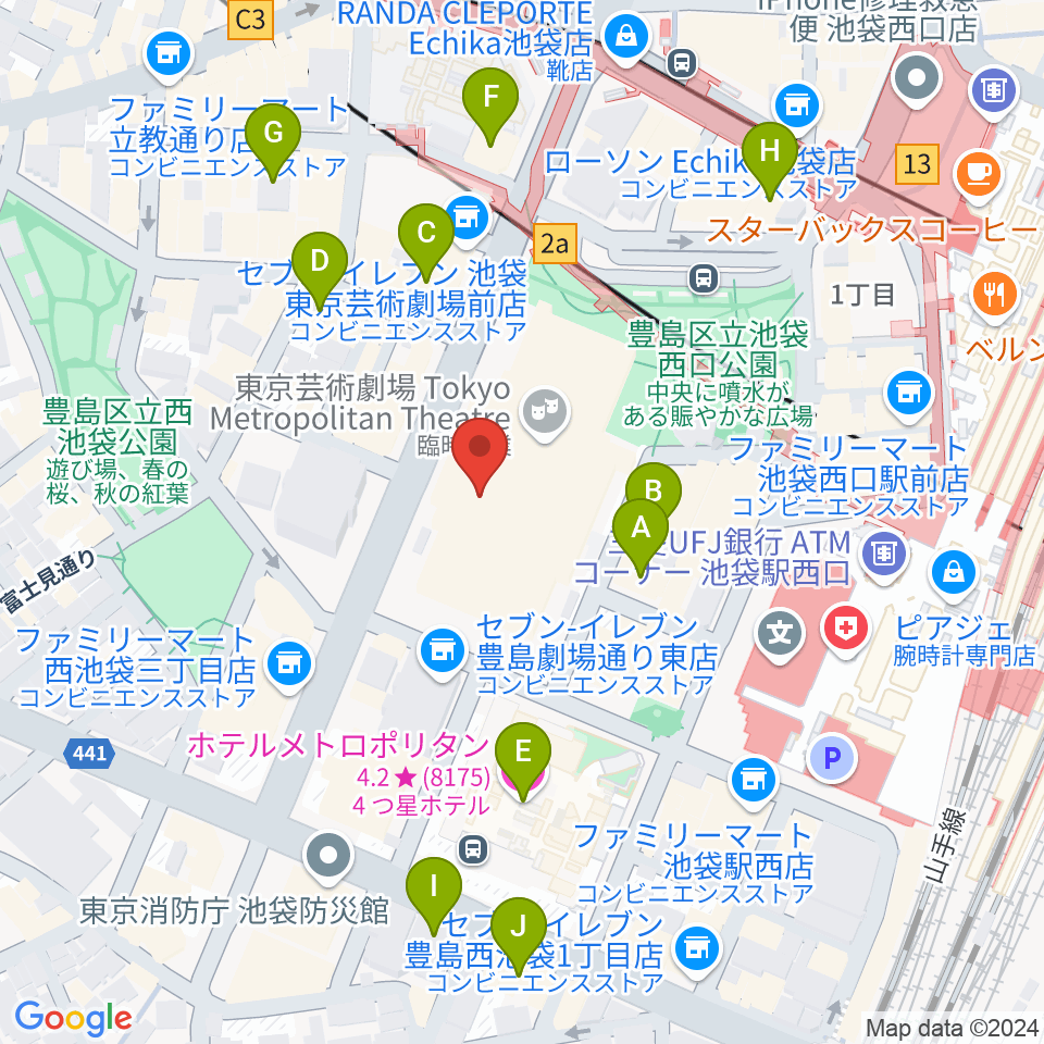 ミュージックスタジオ・フォルテ芸劇店周辺のホテル一覧地図