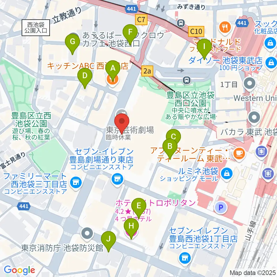 ミュージックスタジオ・フォルテ芸劇店周辺のホテル一覧地図