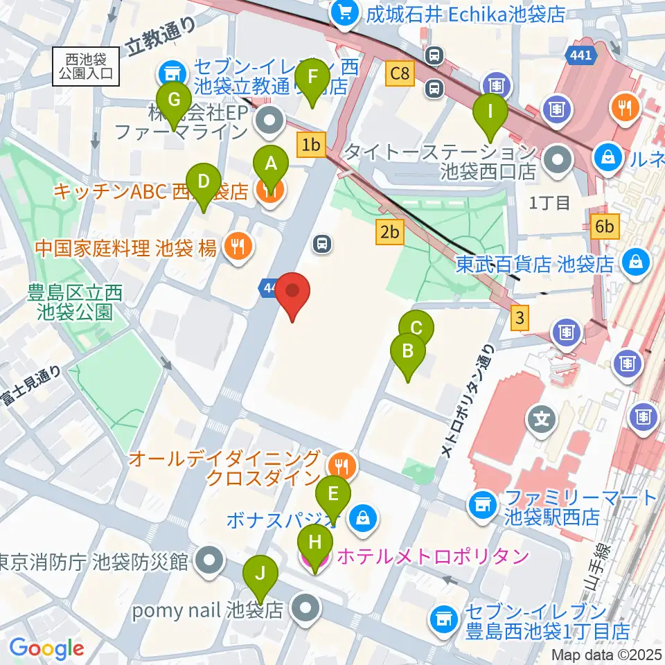 ミュージックスタジオ・フォルテ芸劇店周辺のホテル一覧地図