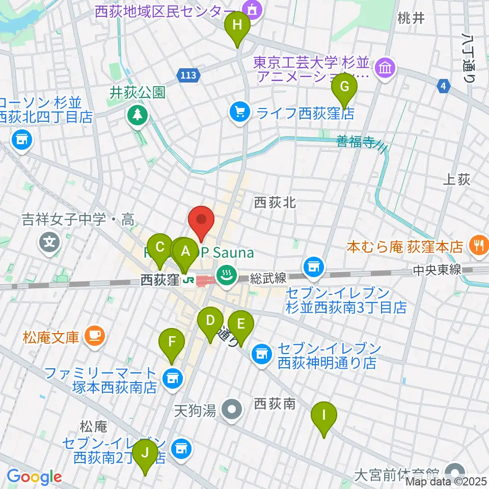 西荻窪テラ周辺のホテル一覧地図