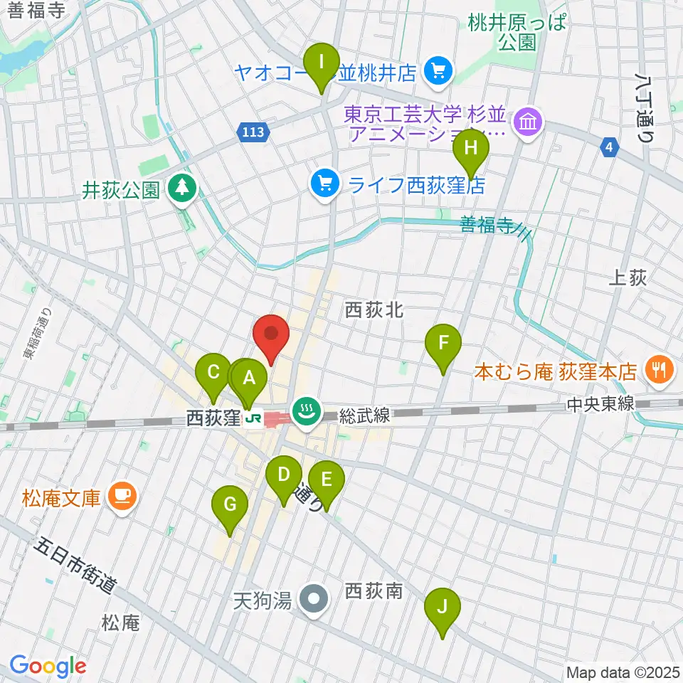西荻窪テラ周辺のホテル一覧地図
