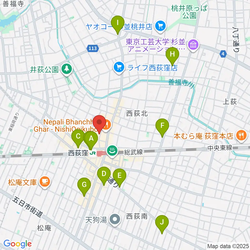 西荻窪テラ周辺のホテル一覧地図