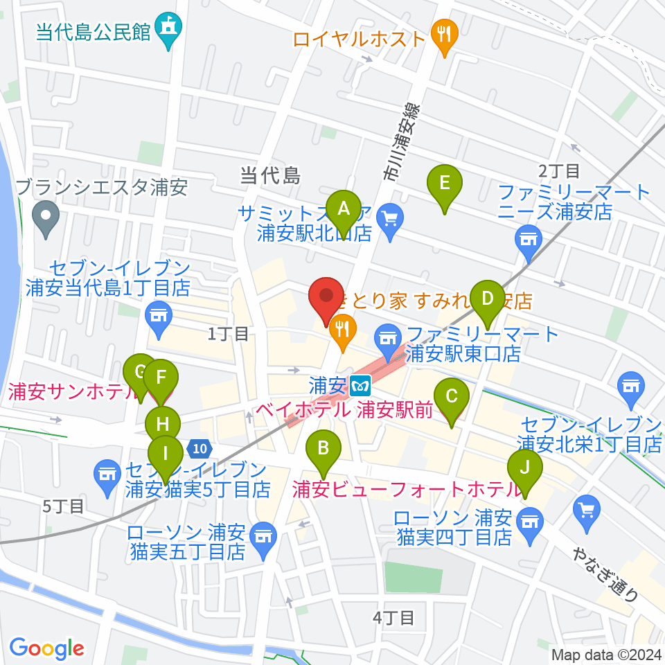 ジェイズスタジオ 浦安店周辺のホテル一覧地図