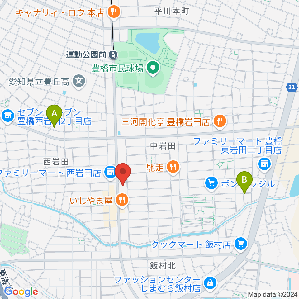 オリエント楽器ミューズフォレスト豊が丘周辺のホテル一覧地図