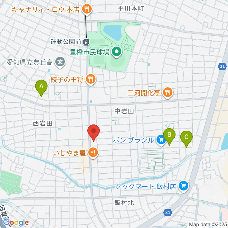 オリエント楽器ミューズフォレスト豊が丘周辺のホテル一覧地図