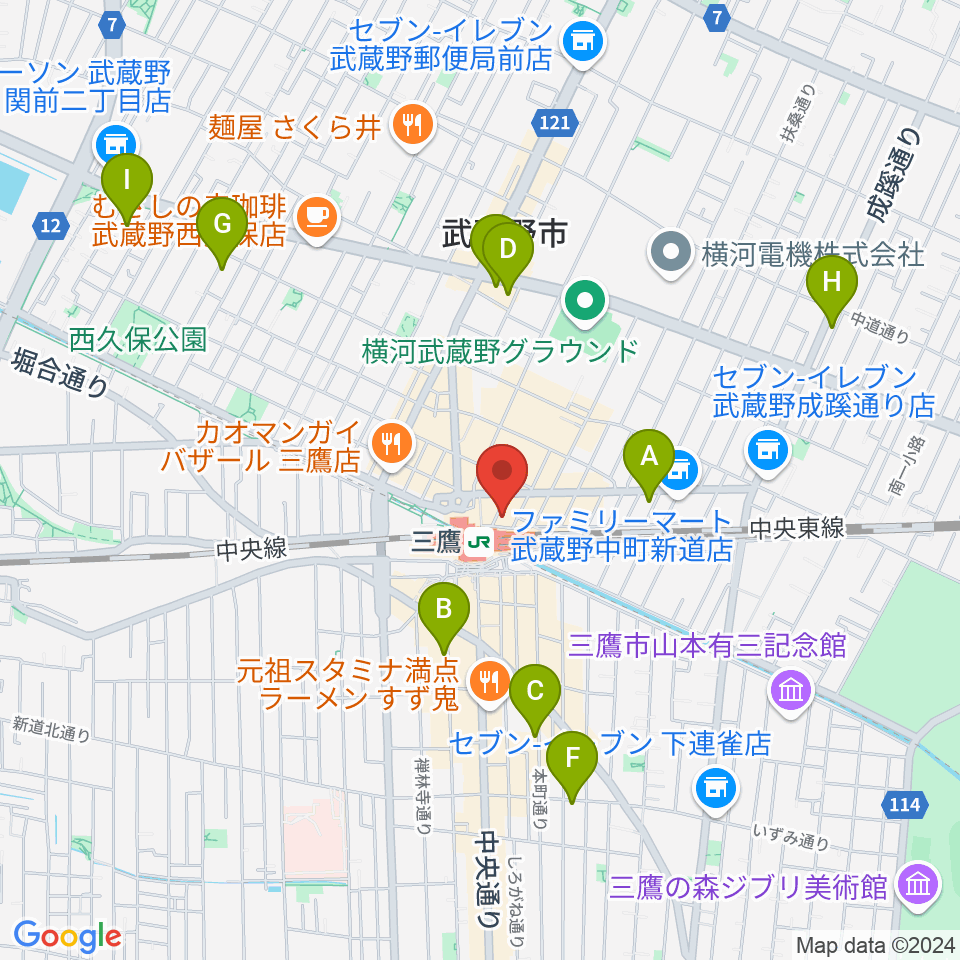 武蔵野芸能劇場周辺のホテル一覧地図