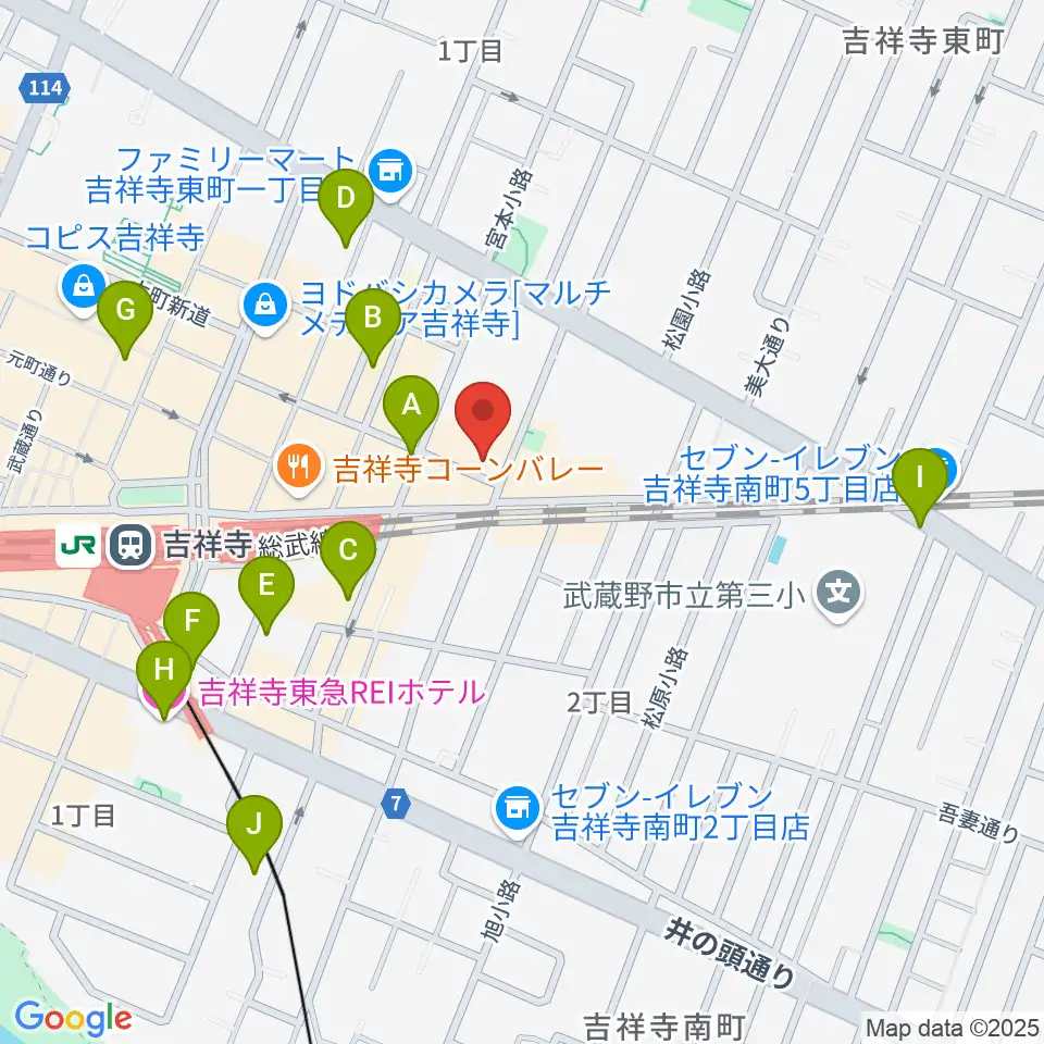 吉祥寺シアター周辺のホテル一覧地図