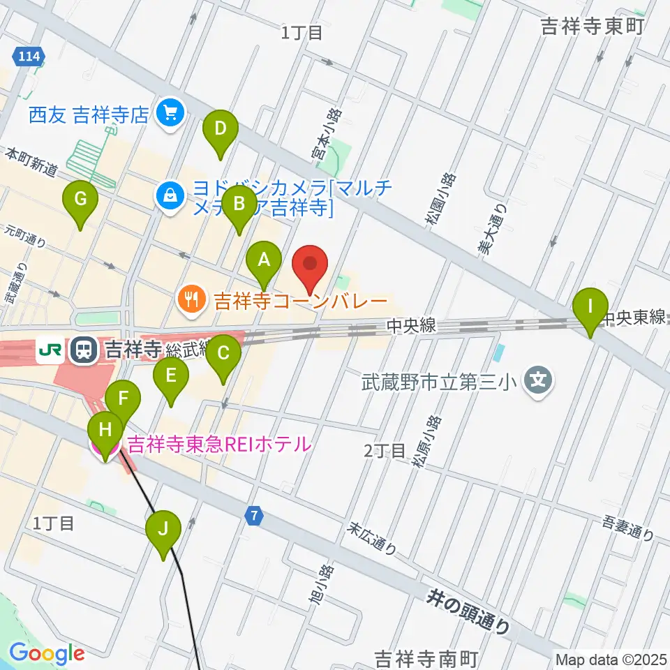 吉祥寺シアター周辺のホテル一覧地図