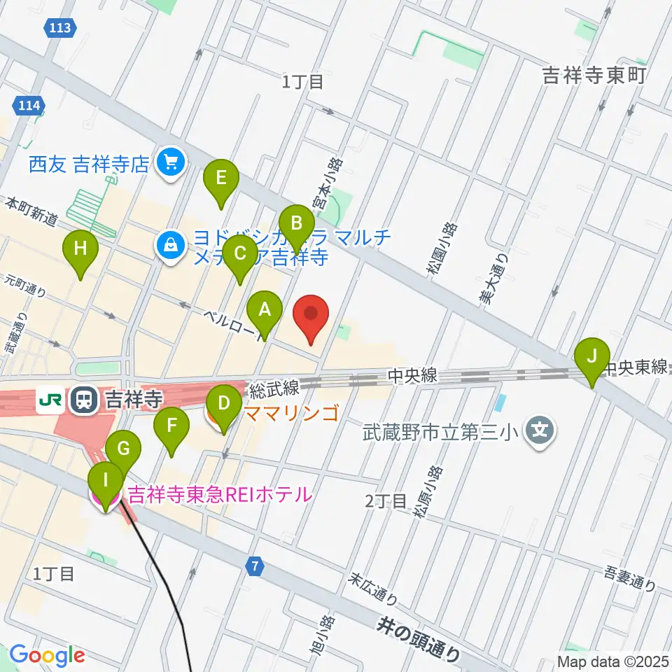 吉祥寺シアター周辺のホテル一覧地図