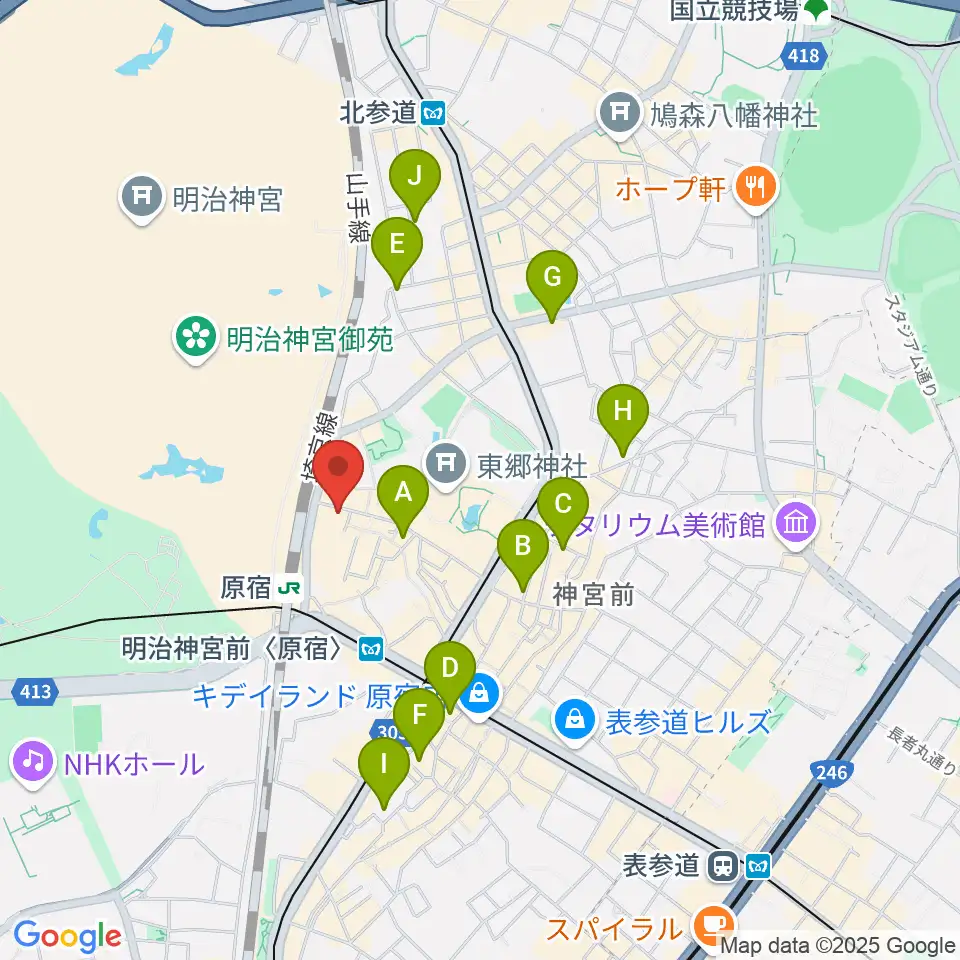 ボーカルスクール VOAT原宿校周辺のホテル一覧地図