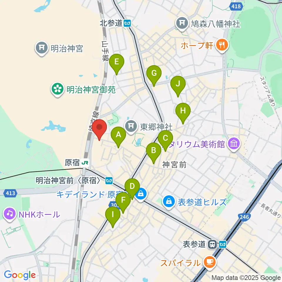 ボーカルスクール VOAT原宿校周辺のホテル一覧地図