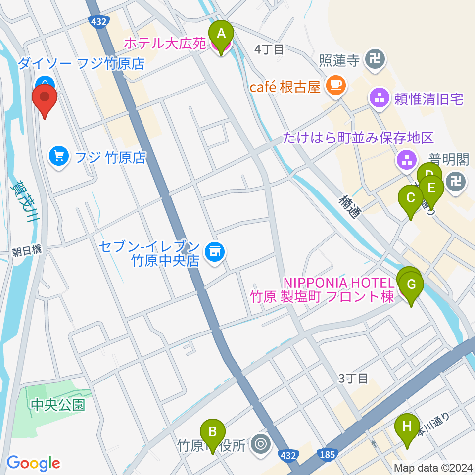 キハラ楽器 竹原センター周辺のホテル一覧地図