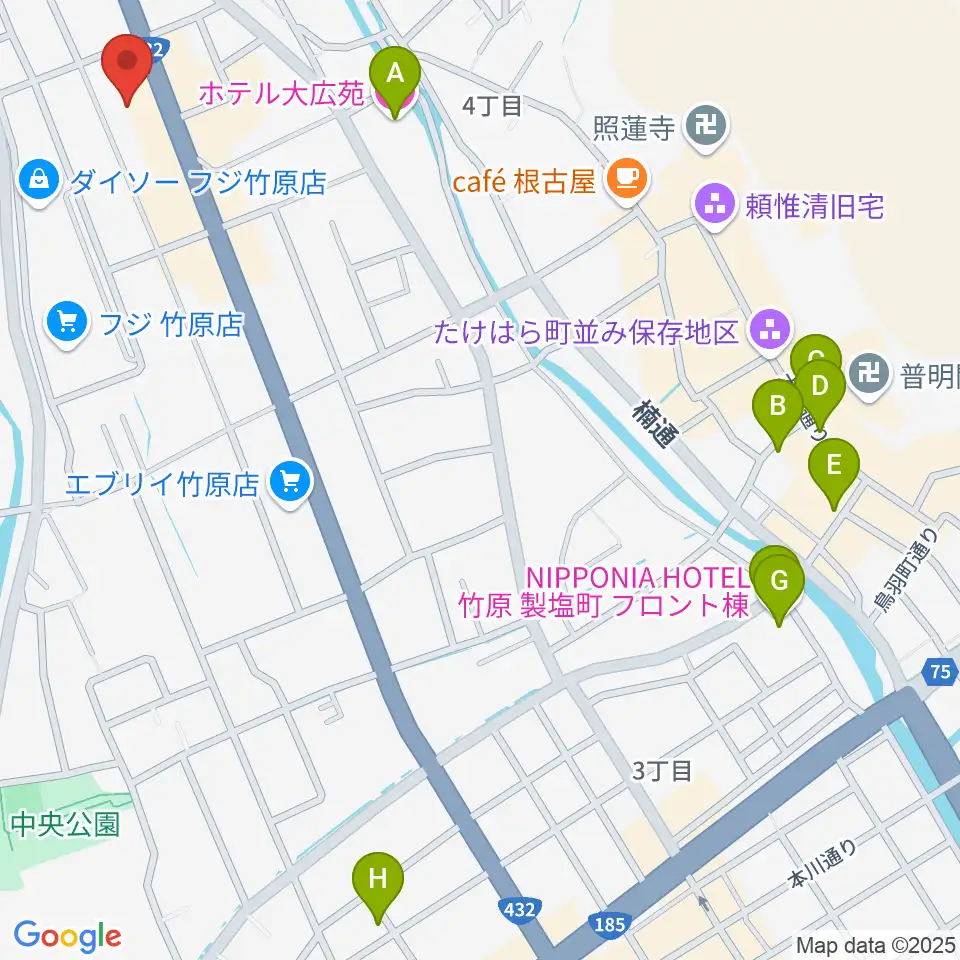 キハラ楽器 竹原センター周辺のホテル一覧地図