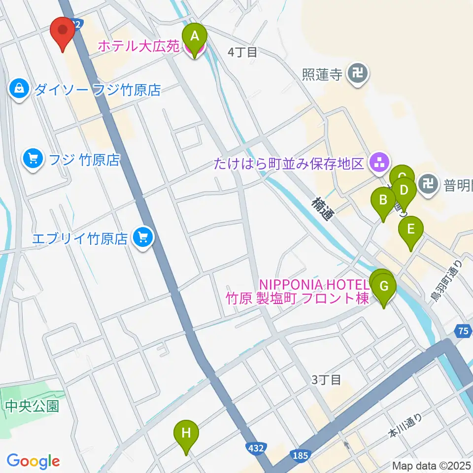キハラ楽器 竹原センター周辺のホテル一覧地図